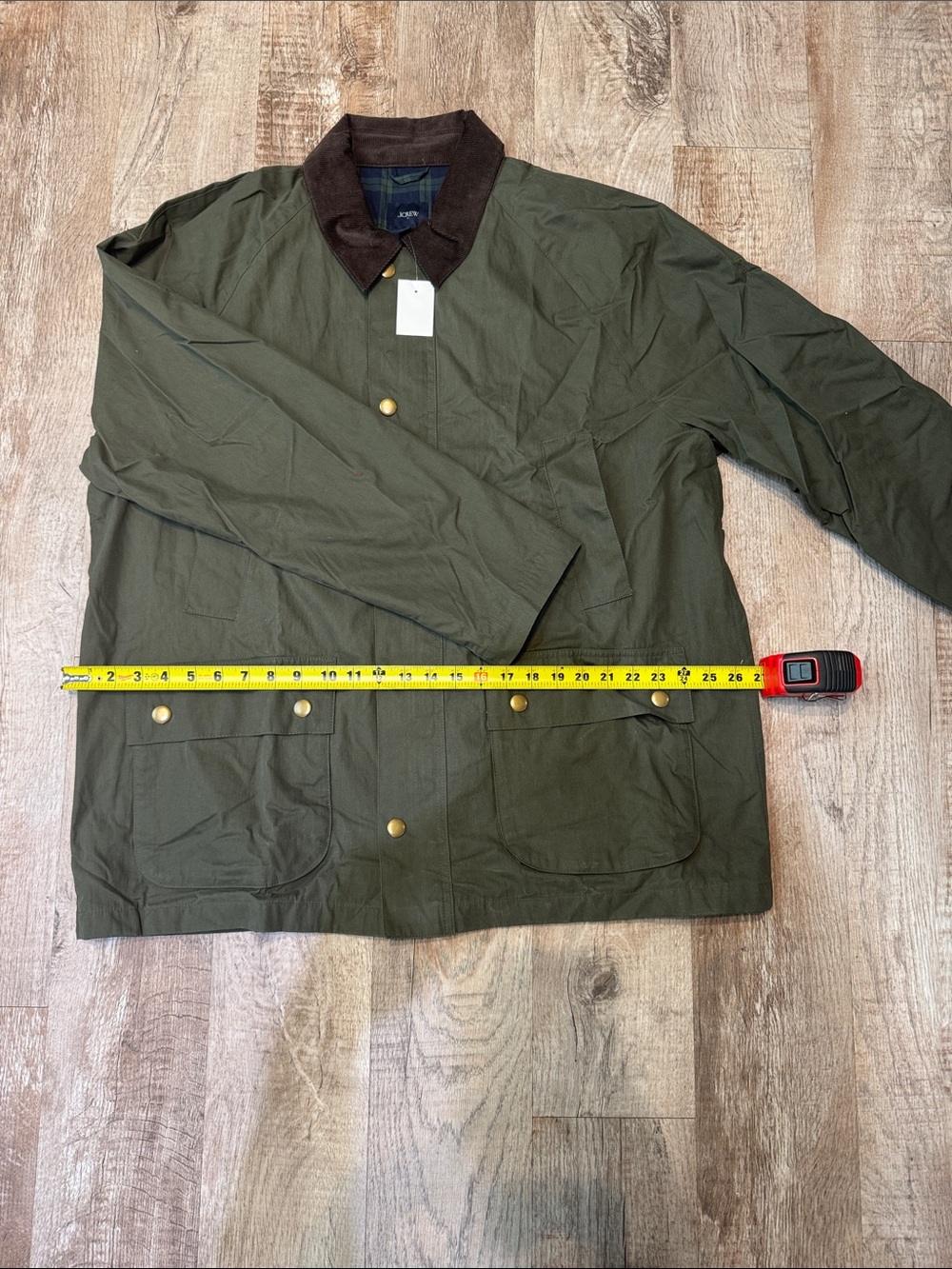 J. Crew Olive Green Jacket with Dark Brown Collar